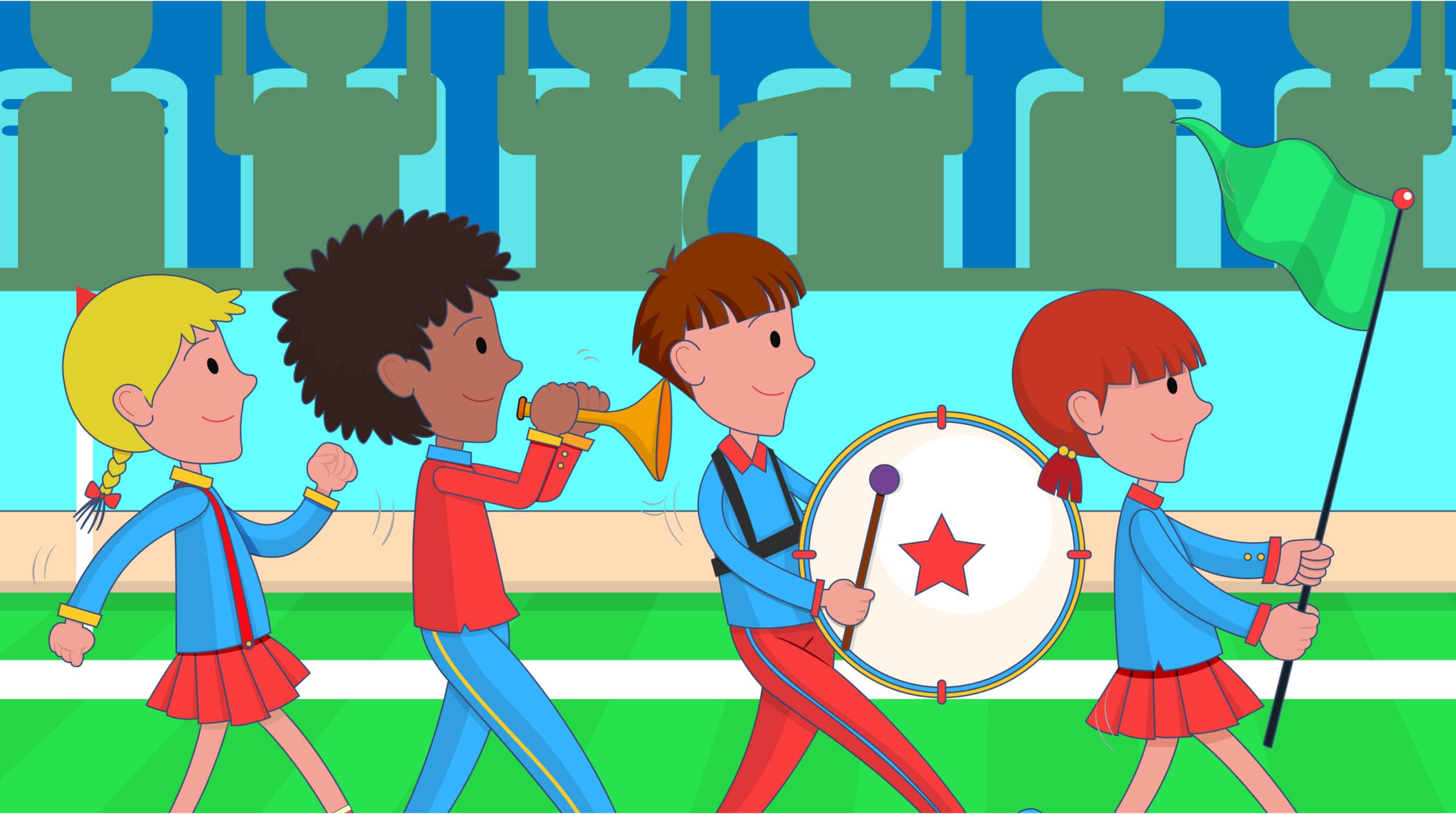 fun band in cartoon